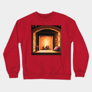 Romantic Fireplace Hearth Painting Crewneck Sweatshirt